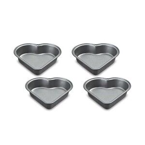 Cuisinart 4-Pc Mini Heart Pan Set Small Non-Stick Black